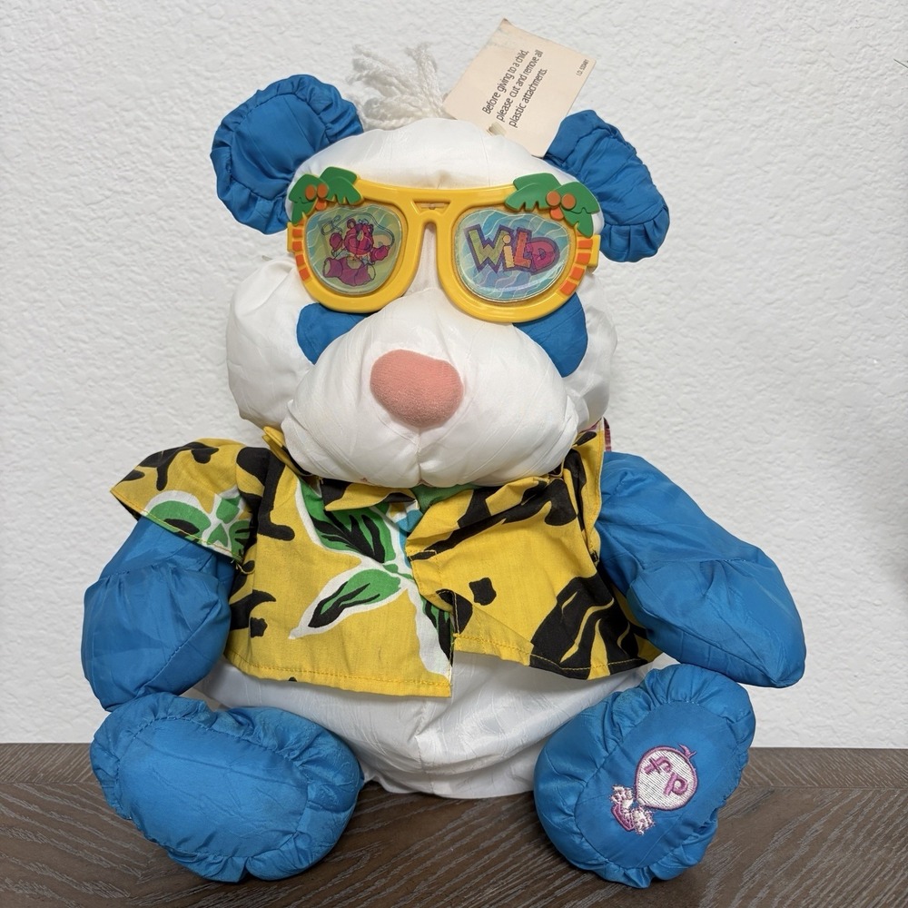 Vintage 1987 Fisher Price Wild Puffalump Panda Bear Plush With Glasses and Tag